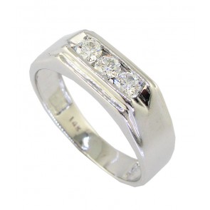 0.50ct SI1-2 Round Cut Diamond 18Kt Solid Gold Mens Anniversary Ring