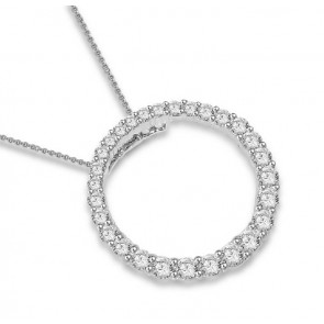 0.80ct SI1-2 Circle Pendant Necklace Not Enhanced Diamond Jewelry 14K Solid Gold